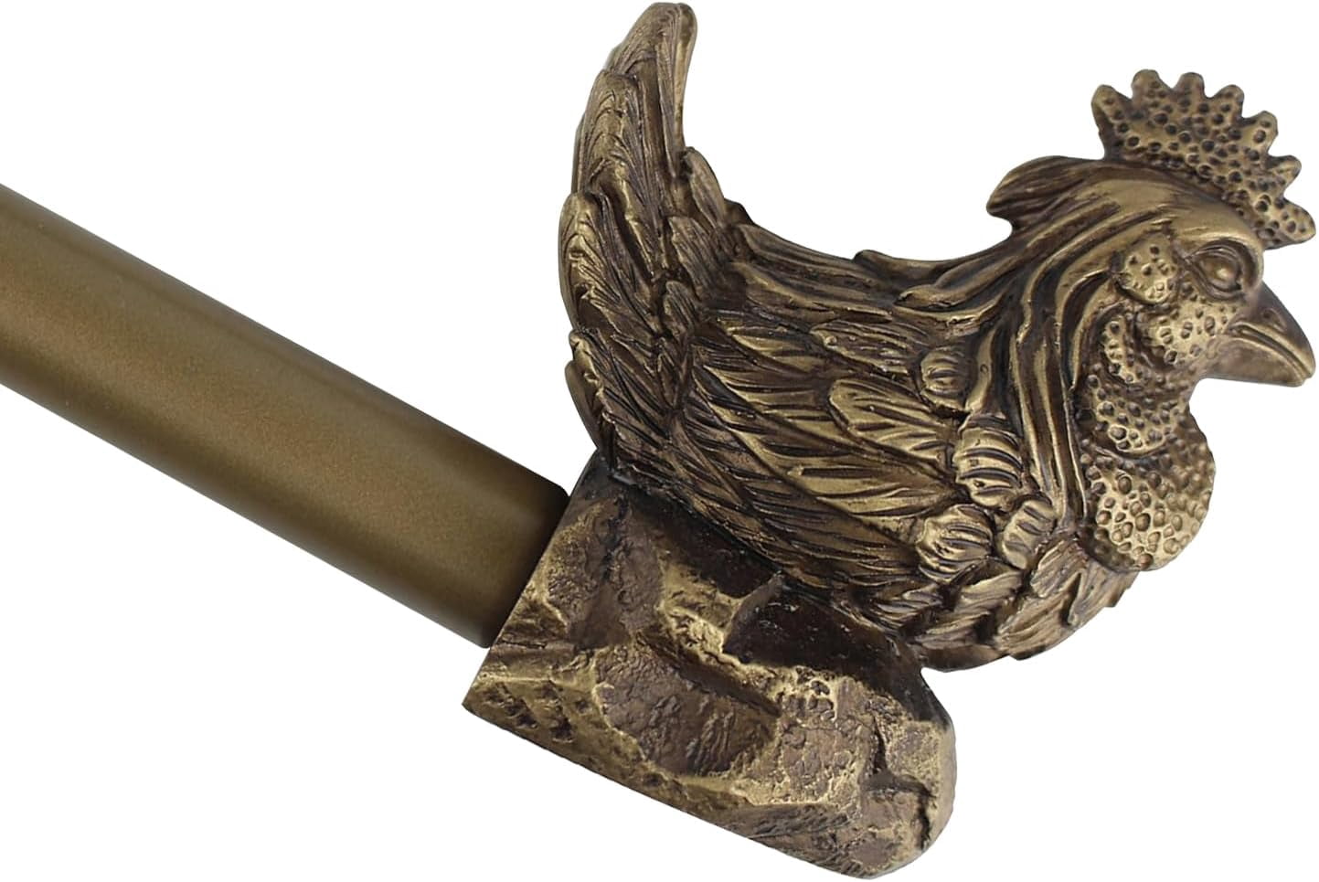 Urbanest Adjustable Single Curtain Rod Set Rooster Finials – 3/4 -Inch Diameter, With Renaissance Gold Rod, 84–120 Inches