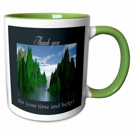 3dRose Thank you for your time and help, Bald Eagle Flying - Two Tone Green Mug,
