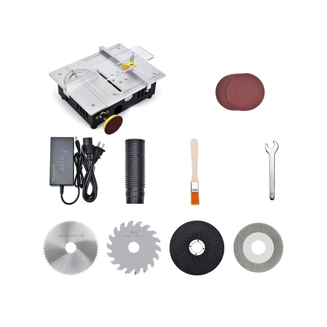 ZheElen Mini Table Saw 96W Electric Good Accuracy Slicer Small Slicing Tool Multifunctional Woodworking Lathe with Accessories R2/Luxury US Plug