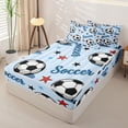 thumbnail image 2 of Homewish Soccer Gamer Zipper Twin Comforter Sets with Fitted Sheet and 2 Pillowcases,Boys Sport Theme Stars Print Zipper Bedding Set,4-Piece, 2 of 6
