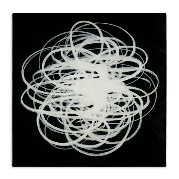 Stupell Industries Chaotic Scribble on Black Abstract Painting Gallery Wrapped Canvas Art Print Wall Art, 17 x 17