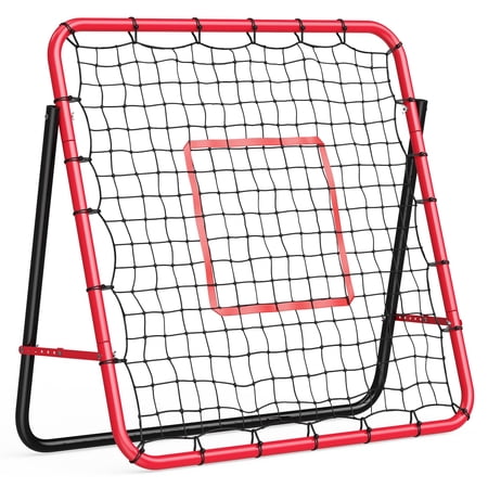 3.28x3.28ft Adjustable Heavy Duty Soccer Rebounder Net with Iron Frame, Easy Assembly, Football Training Equipment for Backyard/Field, Red