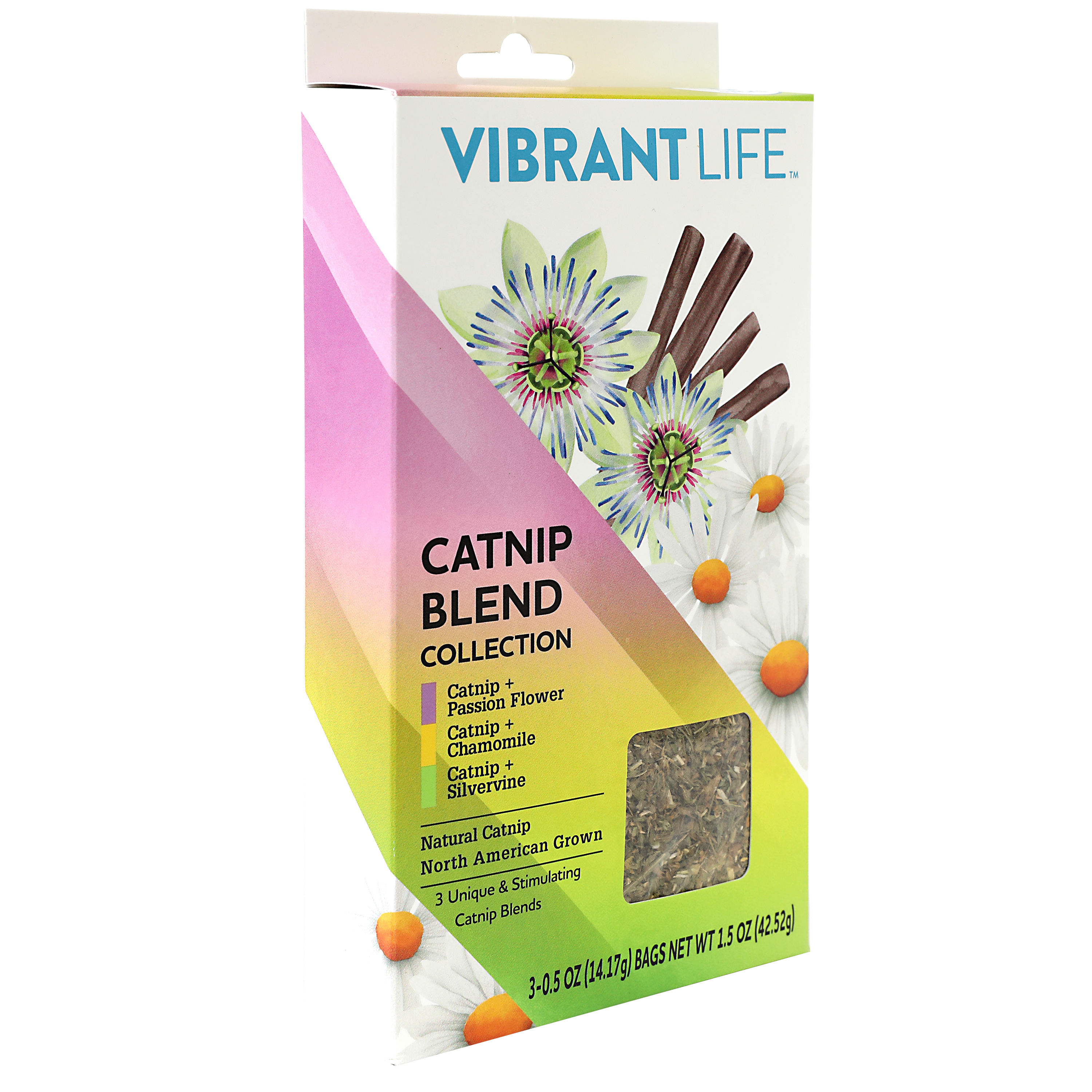 Vibrant Life Catnip Blends Variety Passion Flower, Camomile, Silvervine, for Cats, 0.5oz, 3