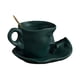 thumbnail image 3 of Taza con patrón de rostro humano en 3D con cucharas y posavasos con rostro humano, vaso para agua y jugo. Verde, 3 of 9