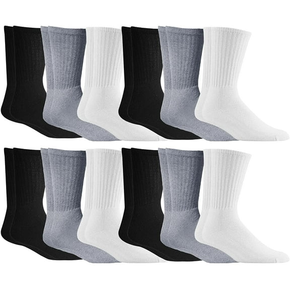 Yacht & Smith Mens & Womens Wholesale Bulk Sports Crew, Athletic Case Pack Socks, by SOCKS'NBULK (12 Pairs Mixed Assorted, Mens 10-13 (Shoe Size 7-12))