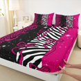 thumbnail image 3 of Homewish Cheetah Zebra Print Twin Sheet Sets for Adult, Dreamy Stars Galaxy Twin Fitted Sheet, Hot Pink Modern Bowknot Flat Sheet, Luxury Bedroom Decor, 3pcs, 3 of 7