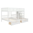 thumbnail image 4 of Harper & Bright Designs Full over Twin & Twin Bunk Bed for, Wood Triple Bunk Bed with Drawers and Safety Guardrails for Bedroom, White, 4 of 14