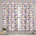 thumbnail image 2 of Ambesonne Navy and Blush Valance & Curtain, Marine Floral, 55"x36", Navy Blue Pink Green, 2 of 6