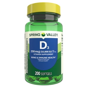Spring Valley Vitamin D3 10000 IU Softgels