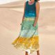 thumbnail image 3 of Vestido de Verano para las Mujeres sin Mangas Lino-Look Impreso Maxi, Suelto Fluido Y Vestido Sexy de Moda para las Mujeres, 3 of 5
