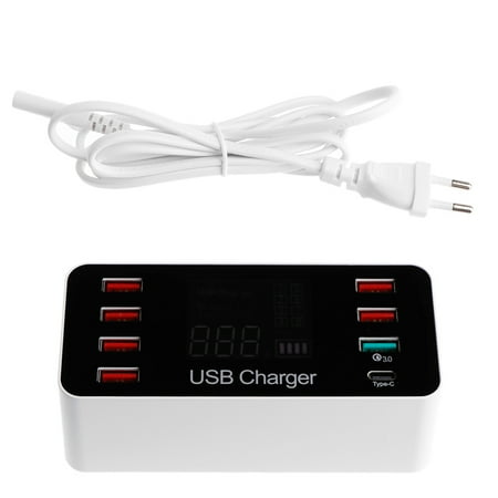 

HESITONE 8 Port USB Type C for QC 3.0 Quick Charger 5V 8A AC 100-240V LED Voltage Current