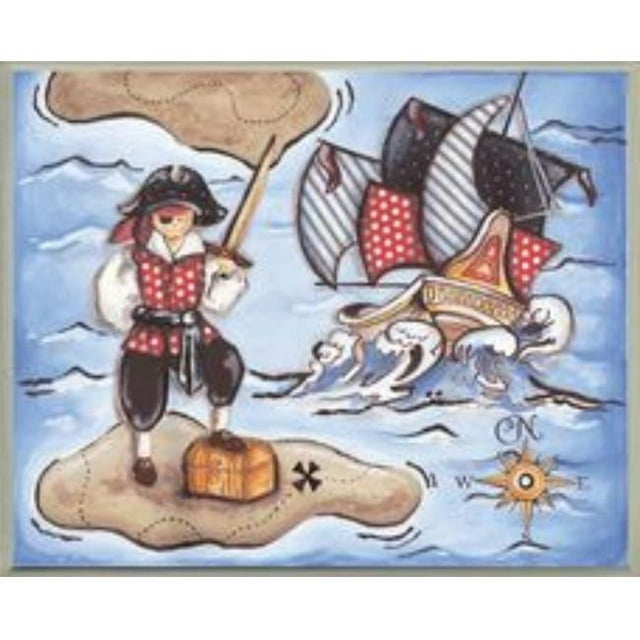Stupell Pirate BRP-1179 des Industries sur l'Île en Plaque Murale Rect Rouge