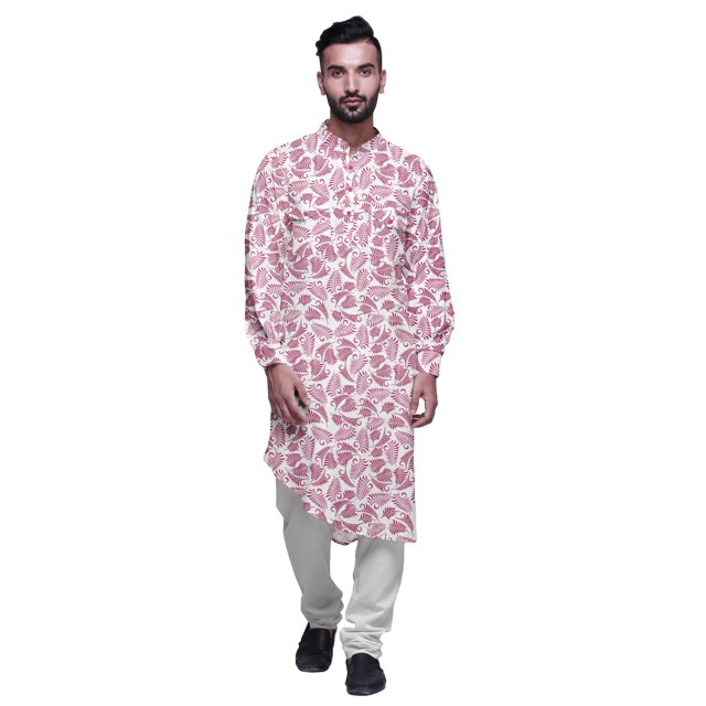 Atasi Kurta Traditionnel en Rayonne Imprimée à Col Mandarin pour Hommes Chemise Décontractée