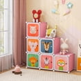 thumbnail image 2 of Costway 8-Cube Kids Wardrobe Baby Dresser Bedroom Armoire Clothes Hanging Closet with Doors Pink, 2 of 10