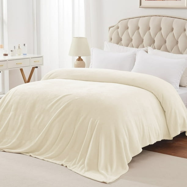 Cobija para Cama Tamaño King, Cobija Suave y Cálida de 90x108 Pulgadas para Dormir, Mantas Reversibles Ligeras y Acogedoras para Recámara, Oficina, Viajes, Campamento y Decoración Del Hogar, Beige