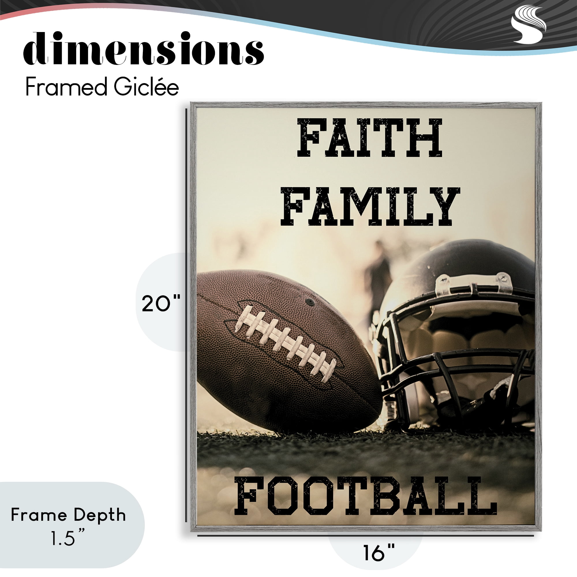 Stupell Industries Faith Family Football Gray Framed Giclee Art, design by Jesse Keith