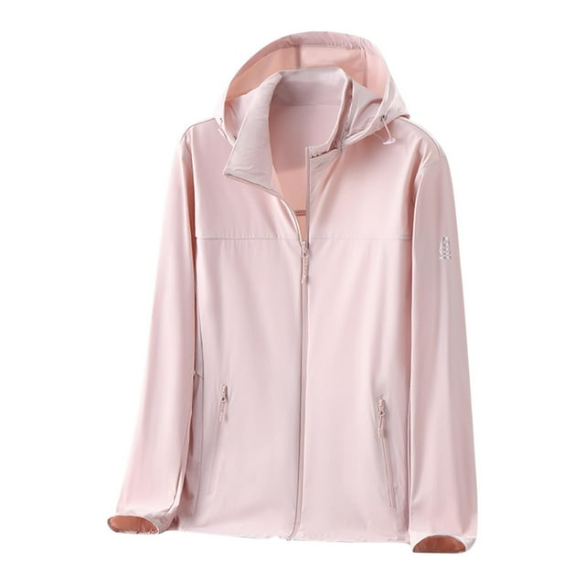 Économies d'Automne! srobpty Veste de Protection Solaire à Manches Longues pour Femmes, Veste de Sport Décontractée à Capuche à Manches Longues avec Fermeture Éclair Haute Élasticité Rose, m