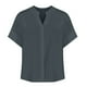 thumbnail image 4 of Sudadera con capucha,Camiseta informal de manga corta con cuello redondo para mujer, mezcla de algodón y lino, blusa holgada para verano, para usar en casa, sopatenor, 4 of 8