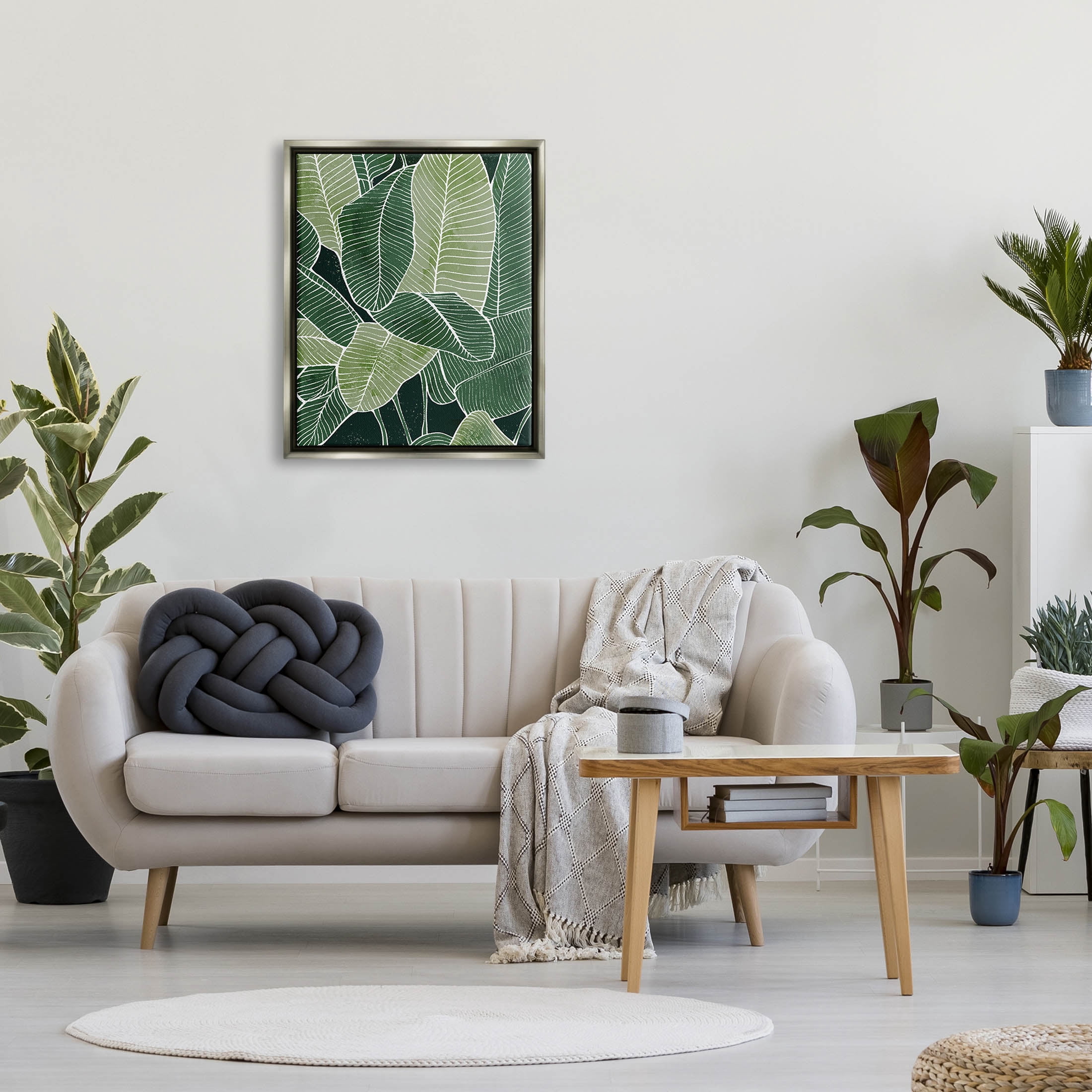 Tropical Jungle Nature Leaves Botanical & Floral Graphic Art Luster Gray Framed Art Print Wall Art