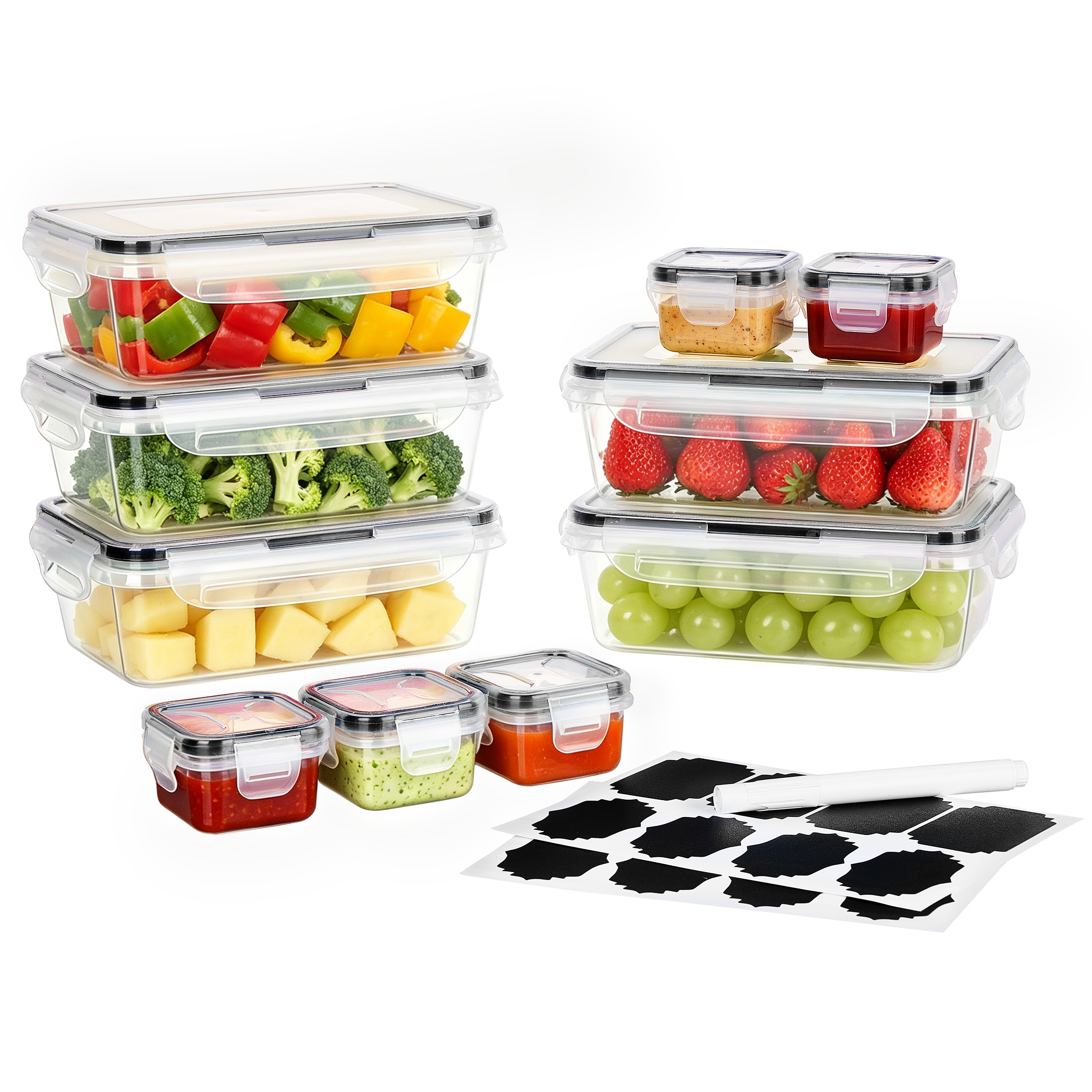 Sindcom 5-Pack Food Storage Containers with Lids, Black