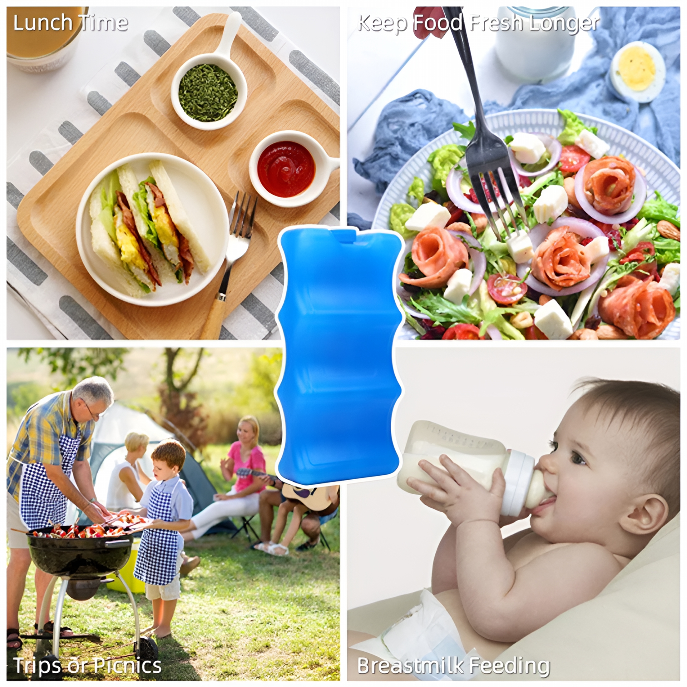 ACDANC 2026 New 2Pcs Ice Packs for Lunch Boxes,Breastmilk Bottle Storage,Insulated Bags,Long Lasting Reusable Cool Packs for Canned Beer Soda,Camping Beach Picnic,8.27"L X 3.94"W X 1.97"H,Blue