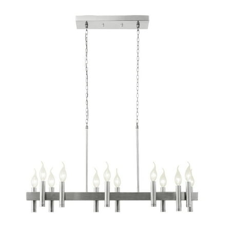 

357N12SN-Varaluz Lighting-Collette 12-Light Linear Pendant in Heritage Modern Style 17 Inches Tall and 32 Wide-Silver Finish