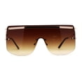 thumbnail image 1 of Luxurious Oversize Rimless Shield Flat Top Mobster Sunglasses Gold Brown, 1 of 4