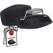 Jim Beam BBQ 9 Cast Iron Heavy Duty Meat Press, Black