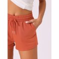 thumbnail image 5 of DARING DIVA Women's Soft Stretch Drawstring Lounge Shorts with Pockets M Orange Red, 5 of 7