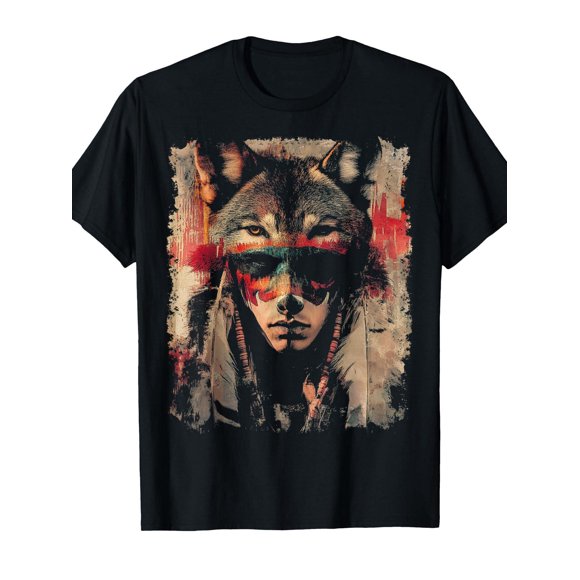 Heavyweight Western Wolf Pack Icon Outdoor Graphic Unisex T-Shirt V196, up to Size 5XL