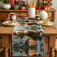 thumbnail image 4 of Burlap Table Runner 90 Inches Long,Cow Santa Hat Christmas Winter Xmas Tree Non-Slip Kitchen Table Runners for Dining Room Everyday Use Party Table Decorations Vintage Oil Painting Art, 4 of 9
