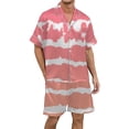 thumbnail image 1 of Men's Gradient Printed Satin Short Sleeve Button Up Pajama Loungewear Set for Comfortable Sleep and Relaxation at Home, 1 of 4