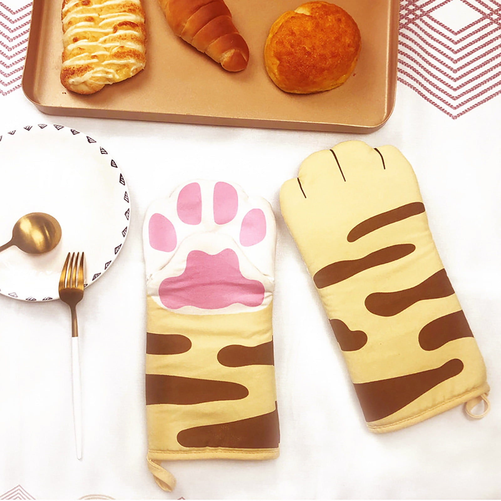 Cats Oven Mitt and Pot Holder Set, Cute Oven Glove Hot Pads, Heat Resistant  Oven Mittens and Potholder for Kitchen Baking Cooking BBQ