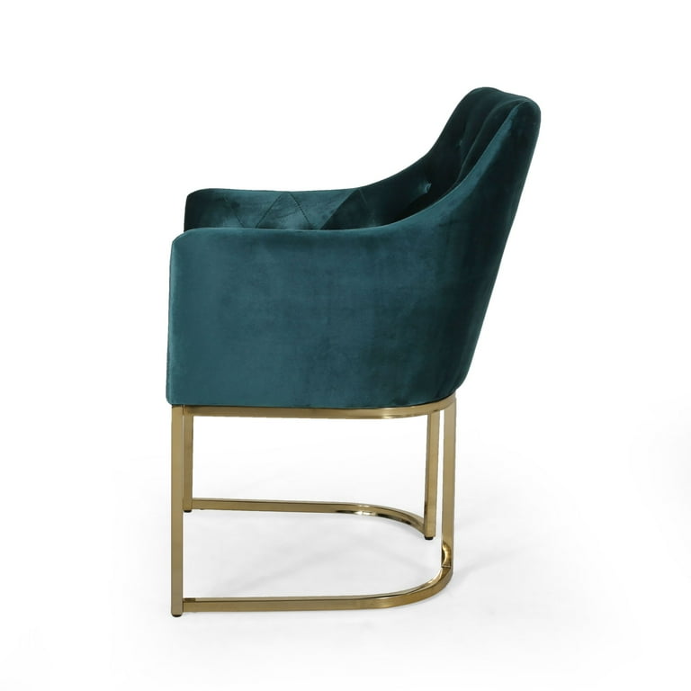 Noble House Contemporary Fabric Wingback Chair Navy Blue