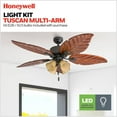 thumbnail image 4 of Honeywell Royal Palm 52" Tropical LED Ceiling Fan with Pull Chain, Bronze, 4 of 11