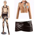 thumbnail image 1 of Disfraz de ataque a los Titanes Levi Ackerman, chaqueta de Shingeki no Kyojin, Recon Corps, falda de cuero, cinturones de gancho, tirantes, 1 of 4