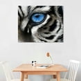 thumbnail image 2 of Acheng  Tiger Pictures Wall Decor Wild Animal with Blue Eyes Canvas Art Picture Black and White Tiger Artwork Print for Bedroom Bathroom Framed  20x16in, 2 of 6