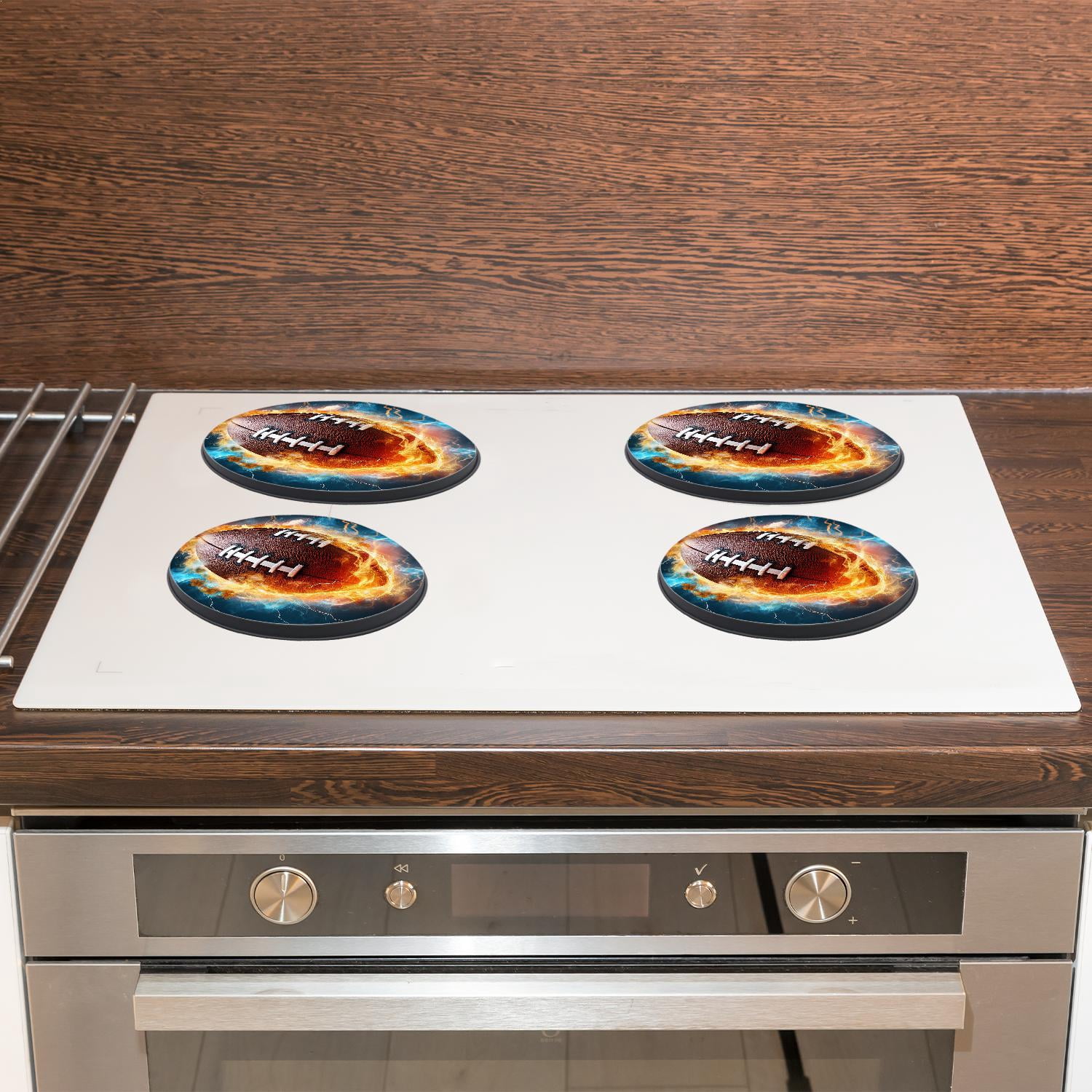 Round Stove Burner Covers 4 Pcs Decorative Gas Stove Burner Cover 8Inch And 10Inch for ,American Women with purple hair picture