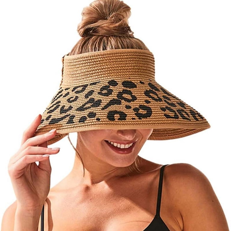 Women Sun Visors Wide Brim Foldable Ponytail Beach Hat  display picture 2