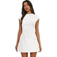 thumbnail image 4 of CatFox Womens Dress 2025 Summer Dresses for Women Mock Neck Short Sleeve Bodycon Party Club Mini Dresses, 4 of 9