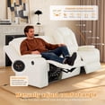 thumbnail image 2 of Recliner Sofa 3-Seat Power Reclining Couch with Flip-Down Console, Home Theater Seating with LED Lights & USB Ports, PU Leather White, 2 of 6