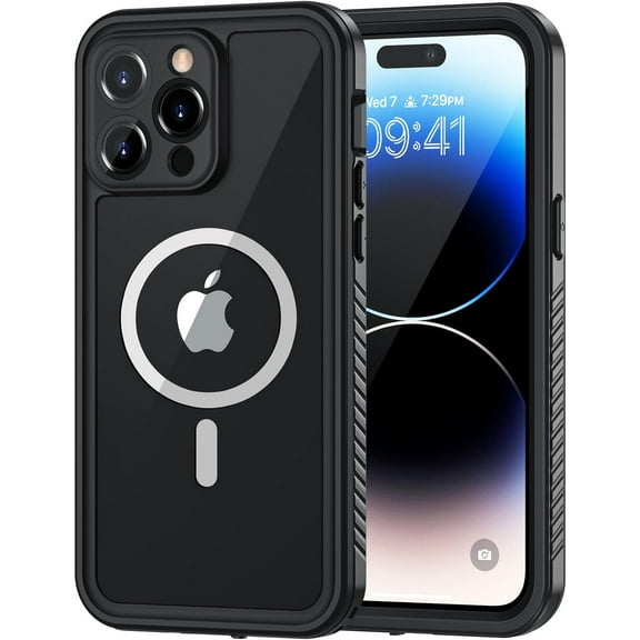 Phone 14 Case, IP68 Waterproof Dustproof Case with Built-in Screen Protector, Rugged Full Body Shockproof Phone Cover for iPhone 14, 6.1 inch (Black)