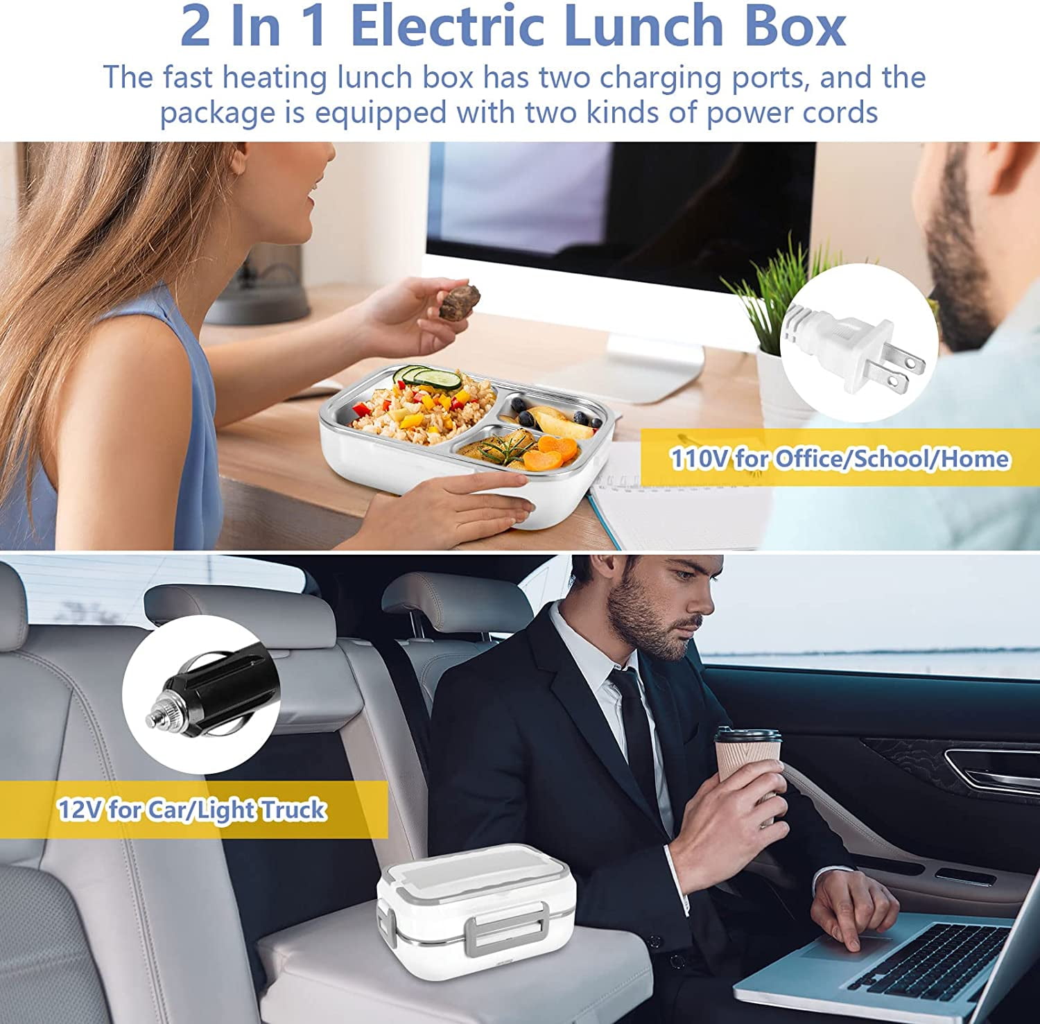 Better 4 You Electric Lunch Box – Food Heater Plug-In Lunch Box to Heat Lunch – Portable Food Warmer Car Lunch Box Warmer – Portable Electric