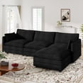 thumbnail image 2 of Muumblus Sectional Cloud Couch with Reversible Ottoman, L-Shaped Chenille Sofa for Living Room, Black, 2 of 11