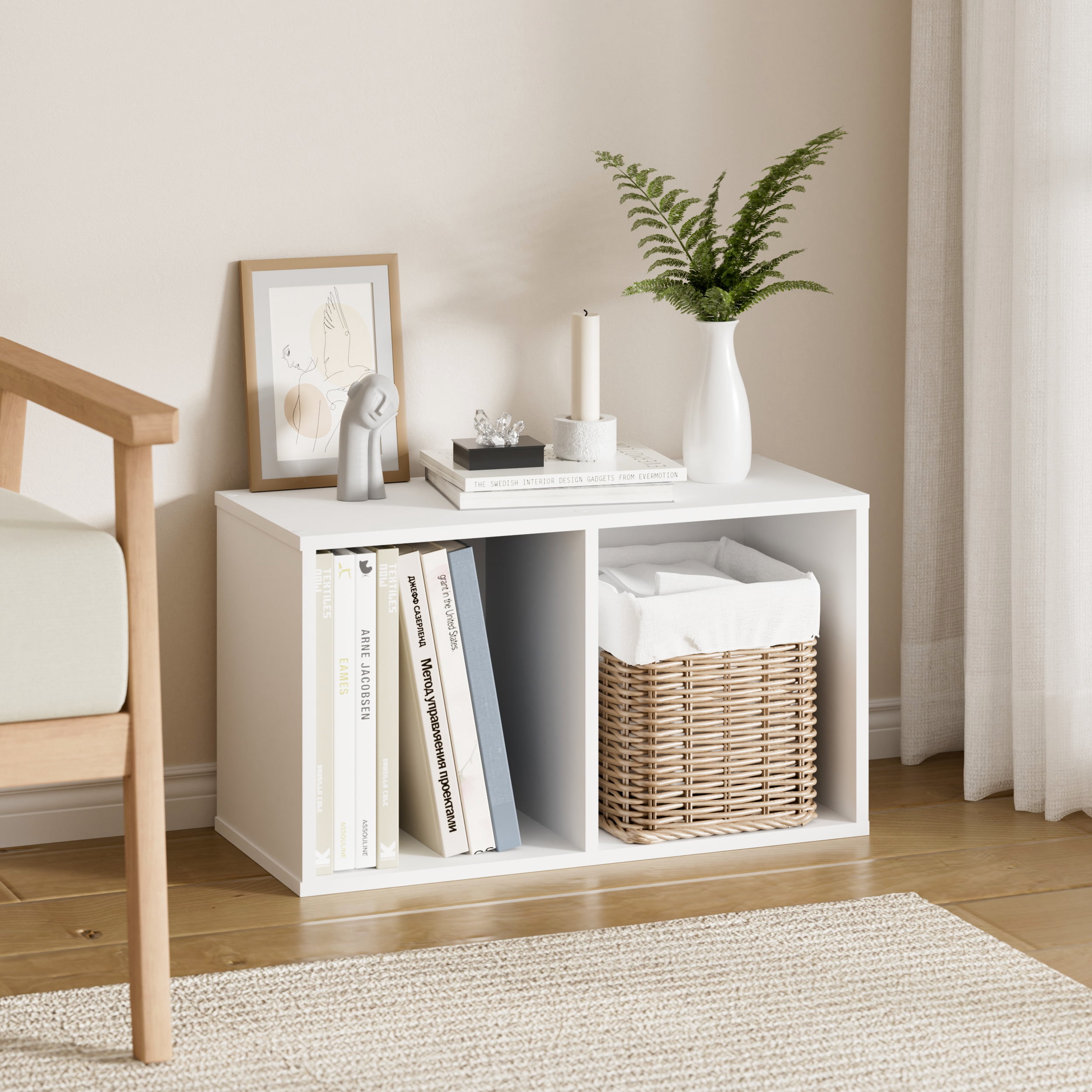 HOMLUX 9" x 12" x 21" Storage Shelf 2 Tier Cube Bookcase, Suitable for Small Space, White