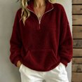 thumbnail image 6 of NominalSnug Fuzzy Fleece Sweatshirts for Women 1/4 Zip up Long Sleeve Top Loose Fit Warm Pullover Jackets with Pocket, 6 of 8