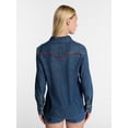 thumbnail image 3 of Kacey Lee Women's Denim Western Shirt with Piping, Sizes XS-XXL, 3 of 5