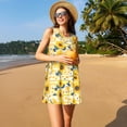 thumbnail image 3 of Naloa Striped Sunflower Daisy Print Women's Summer Spring Casual Beach Sundress,Vacation Sleeveless Tank Crewneck Loose Dresses, 3 of 7