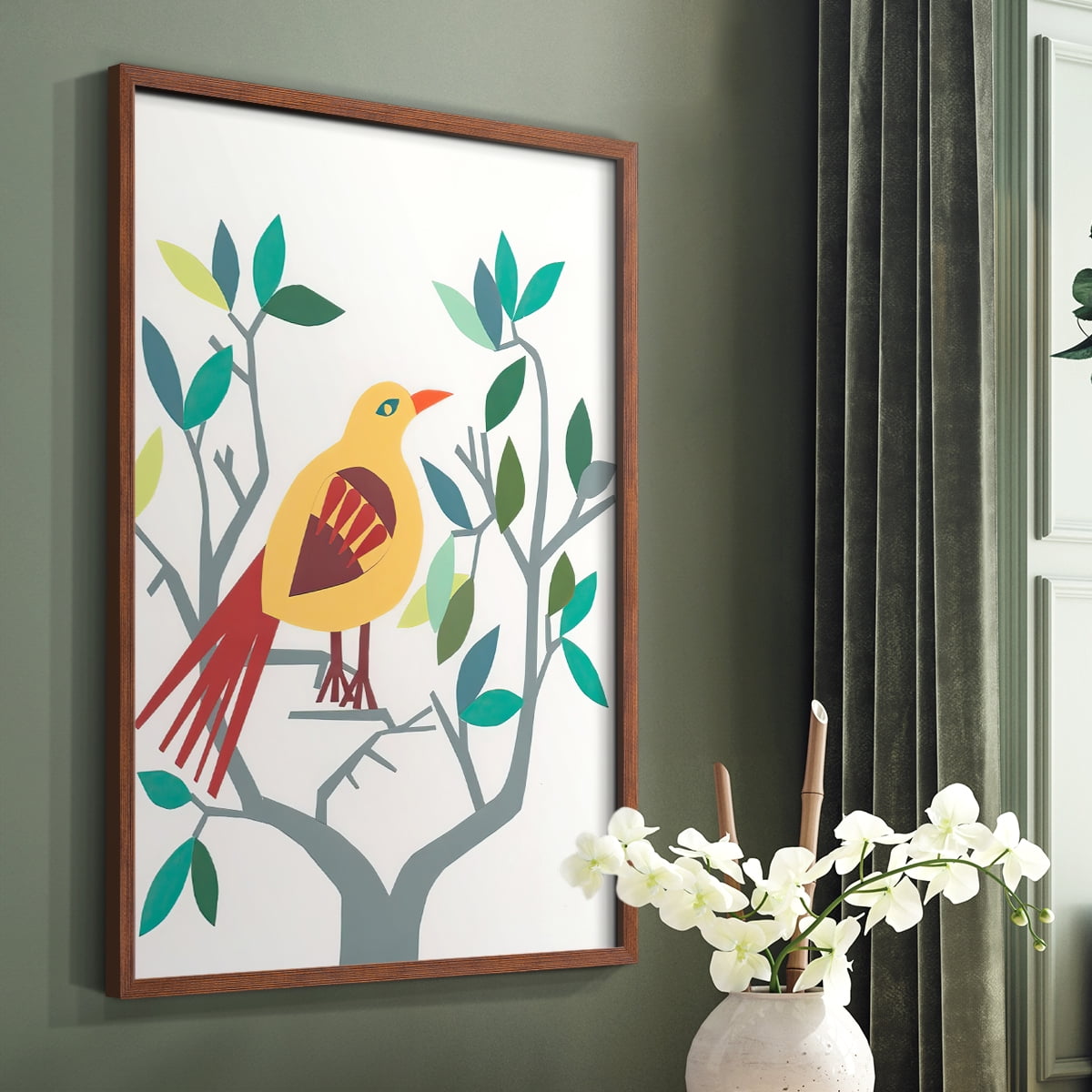 Whitty Bird III Framed Print in Brown Solid Wood 8 x 10 Framed Print