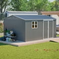 thumbnail image 6 of LZBEITEM 12'x10' Outdoor Storage Shed with Floor Frame & Window, Metal Garden Shed Kit, Backyard Shed, Lockable Doors for Backyard Patio Lawn, Gray, 6 of 12